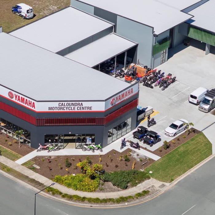 Yamaha signage on exterior of Caloundra Motocycle Centre warehouse